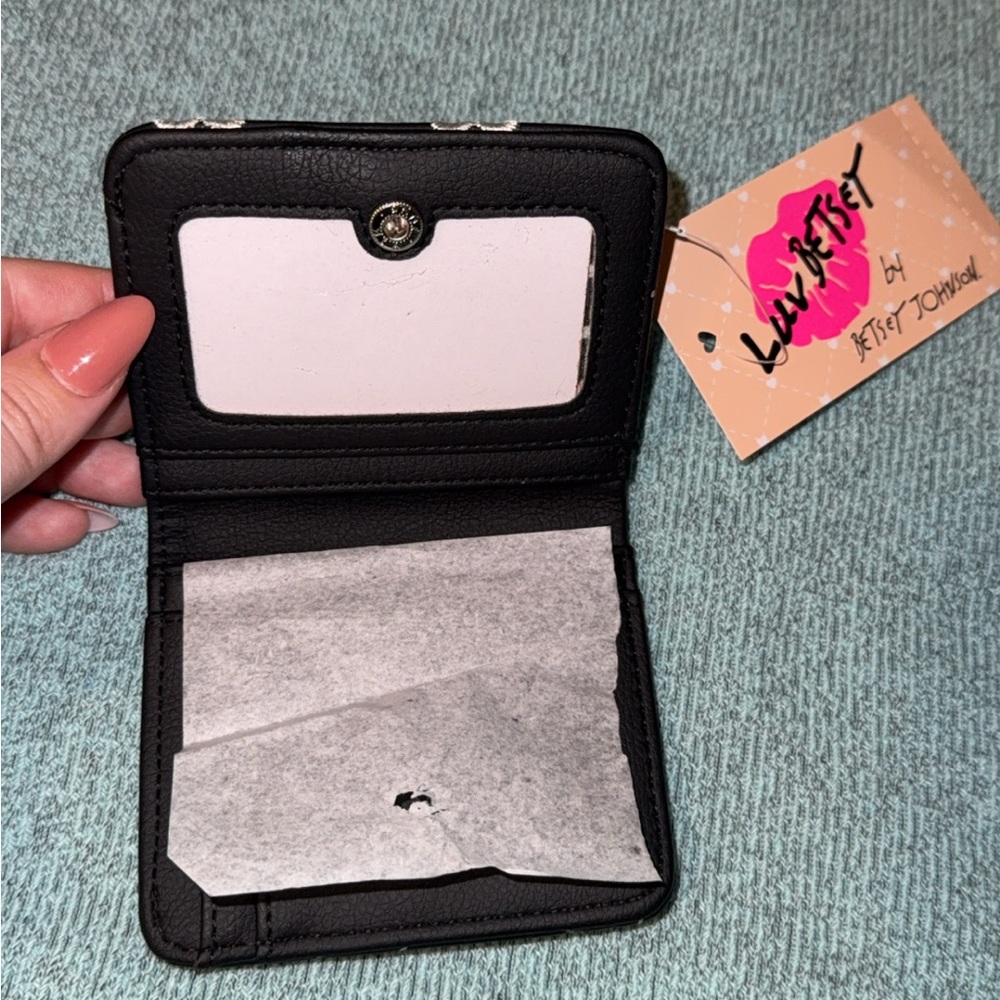 Betsey Johnson Black Quilted Bow-Embroidered Wallet with Heart Accent - Picture 3 of 6
